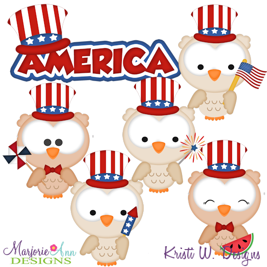 Patriotic Owls SVG Cutting Files + Clipart - Click Image to Close